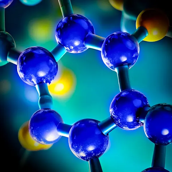 Ilustração de Bioquímica: estrutura molecular em azul