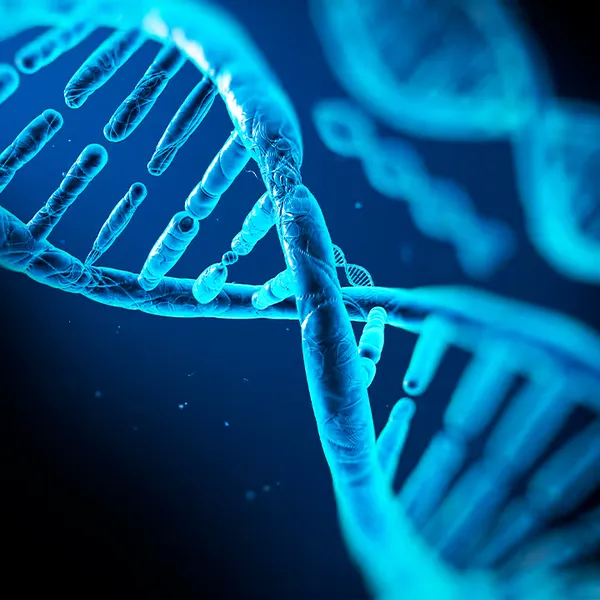 Ilustração de Genética: fita de DNA em azul